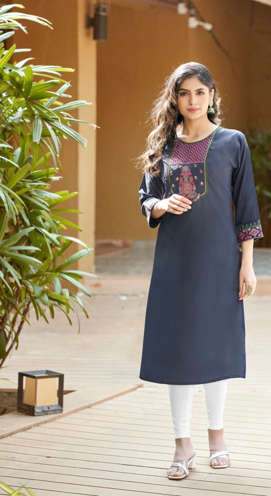 Radiant Rayon Embroidered Elegant Kurti MCB1132