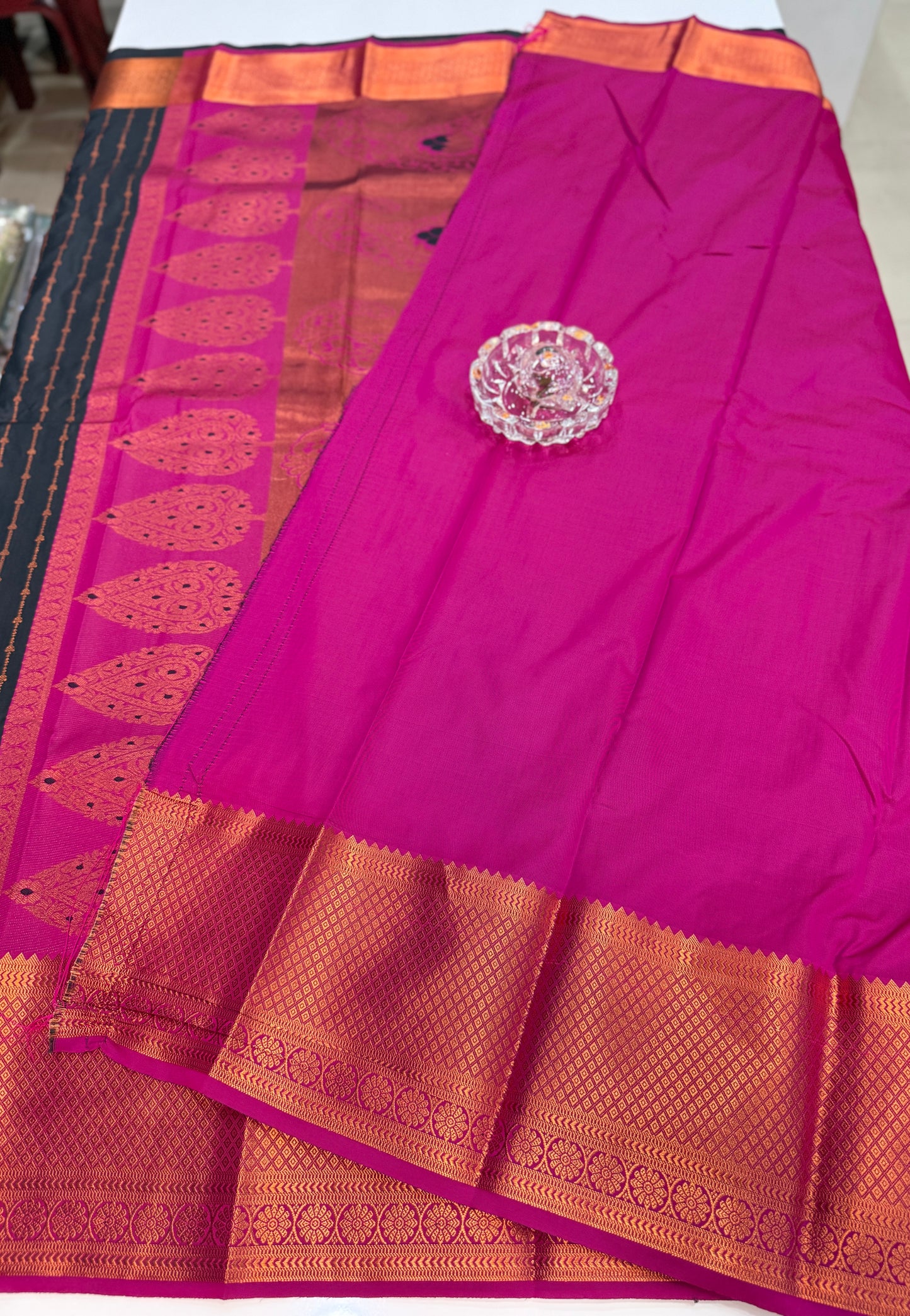 Dharmavaram Silk Saree with Intricate Meena Work and Blouse Piece for Women