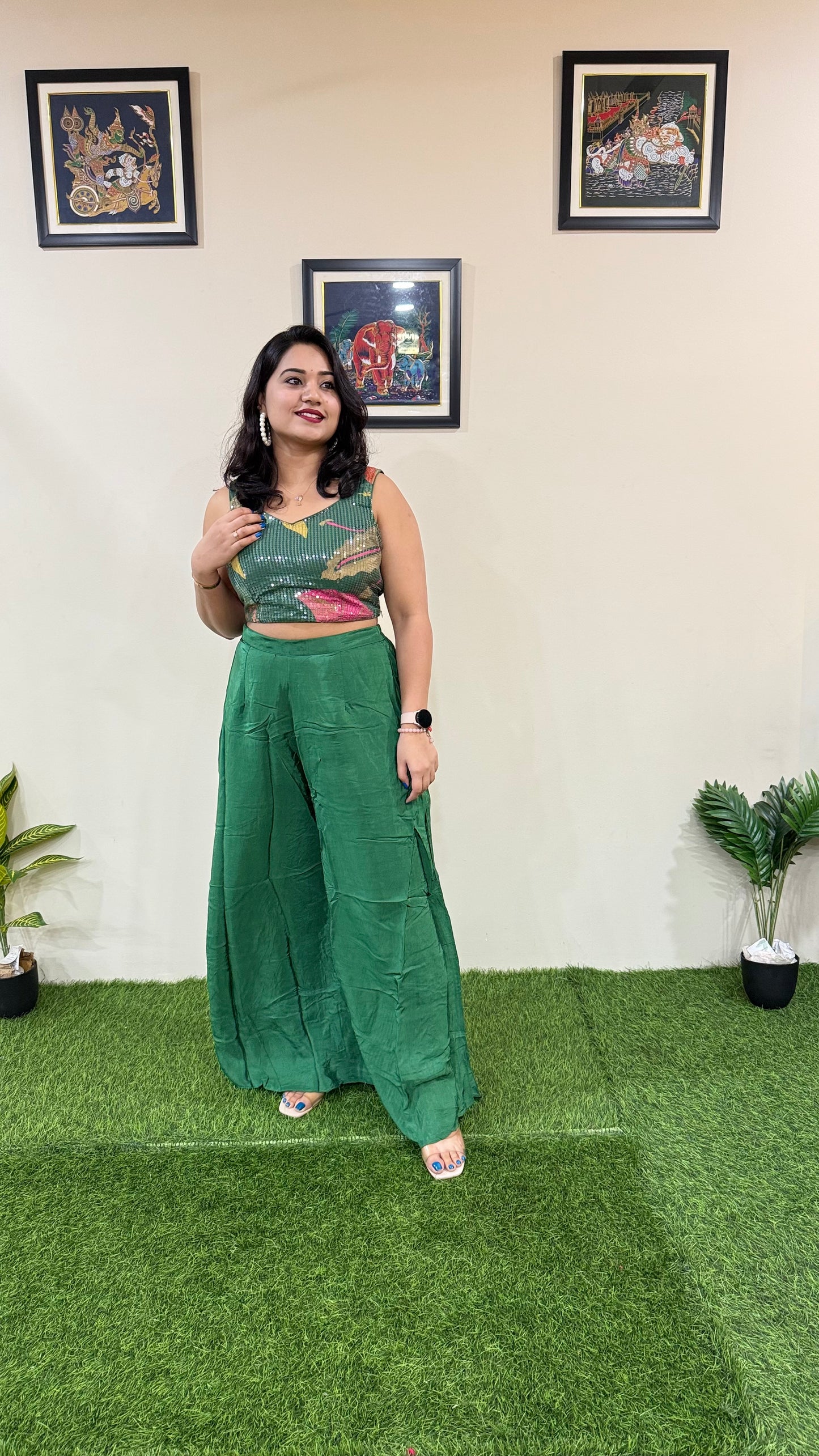 French Crepe Silk 4-Piece Embroidered Ethnic Set for Women – Free Size Stitched Outfit