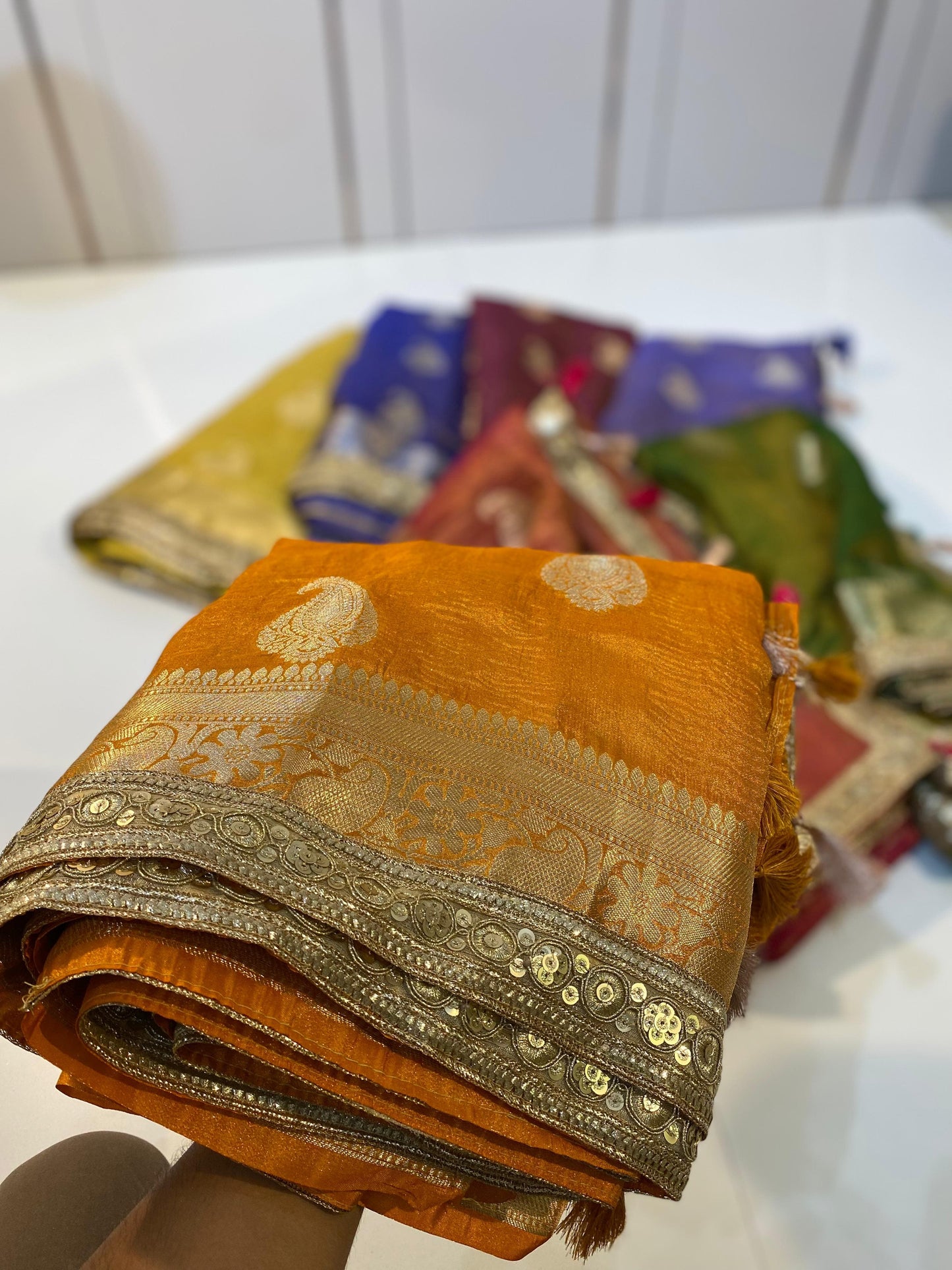 Most Demanded Pattern Banarasi Tissue Crush Silk Saree - No COD for This product