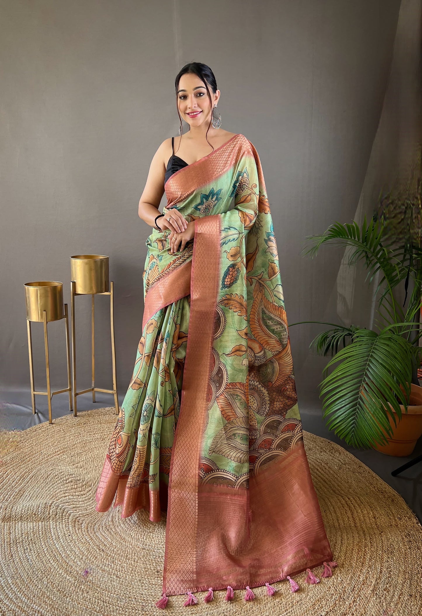 Pure Tussar Silk Kalamkari Sarees