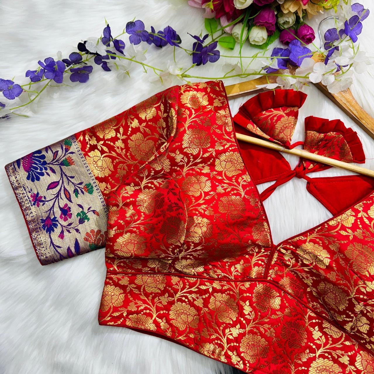 Festival Wear Blouse featuring intricate multi-meena work