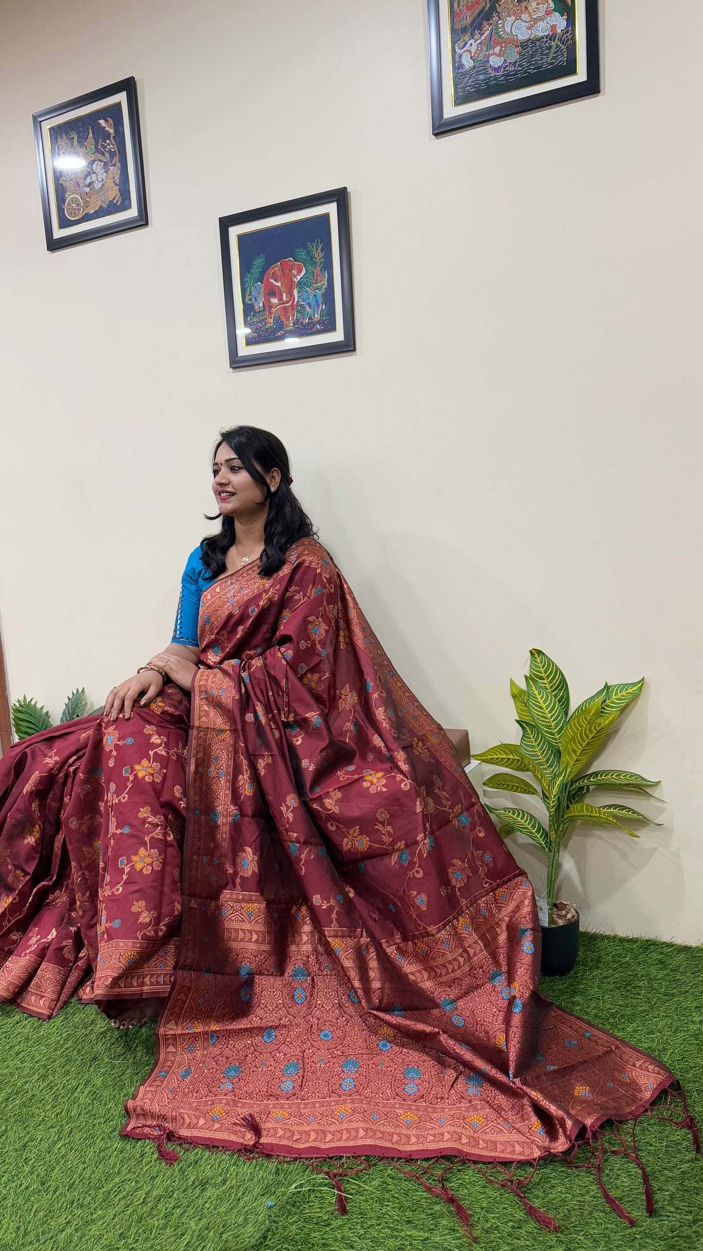 Banarasi Silk Woven Saree Floral Pattern code 296 289