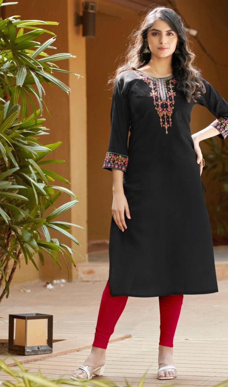 Radiant Rayon Embroidered Elegant Kurti MCB1132
