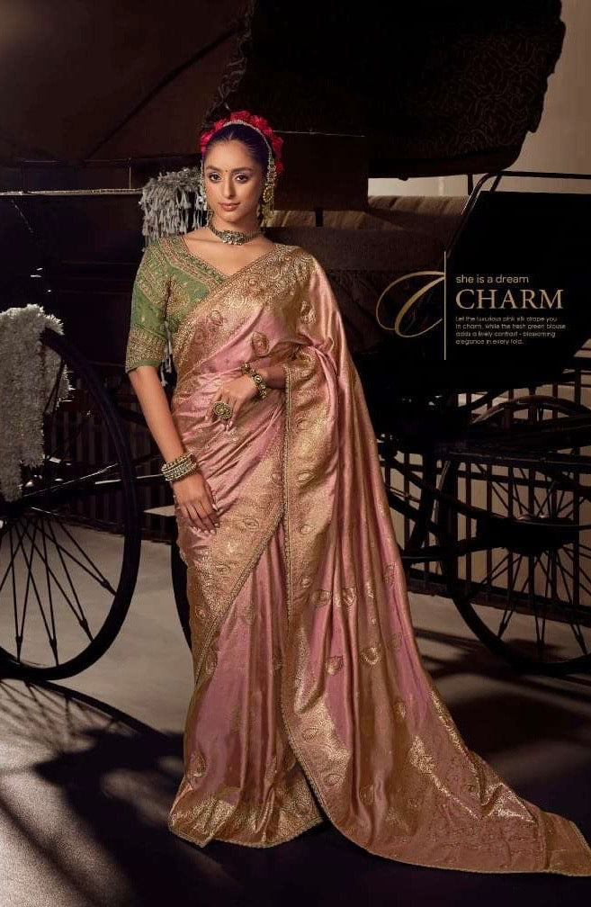 Premium Viscose Silk Saree with Heavy Embroidered Designer Blouse – Wedding and Bridal Wear