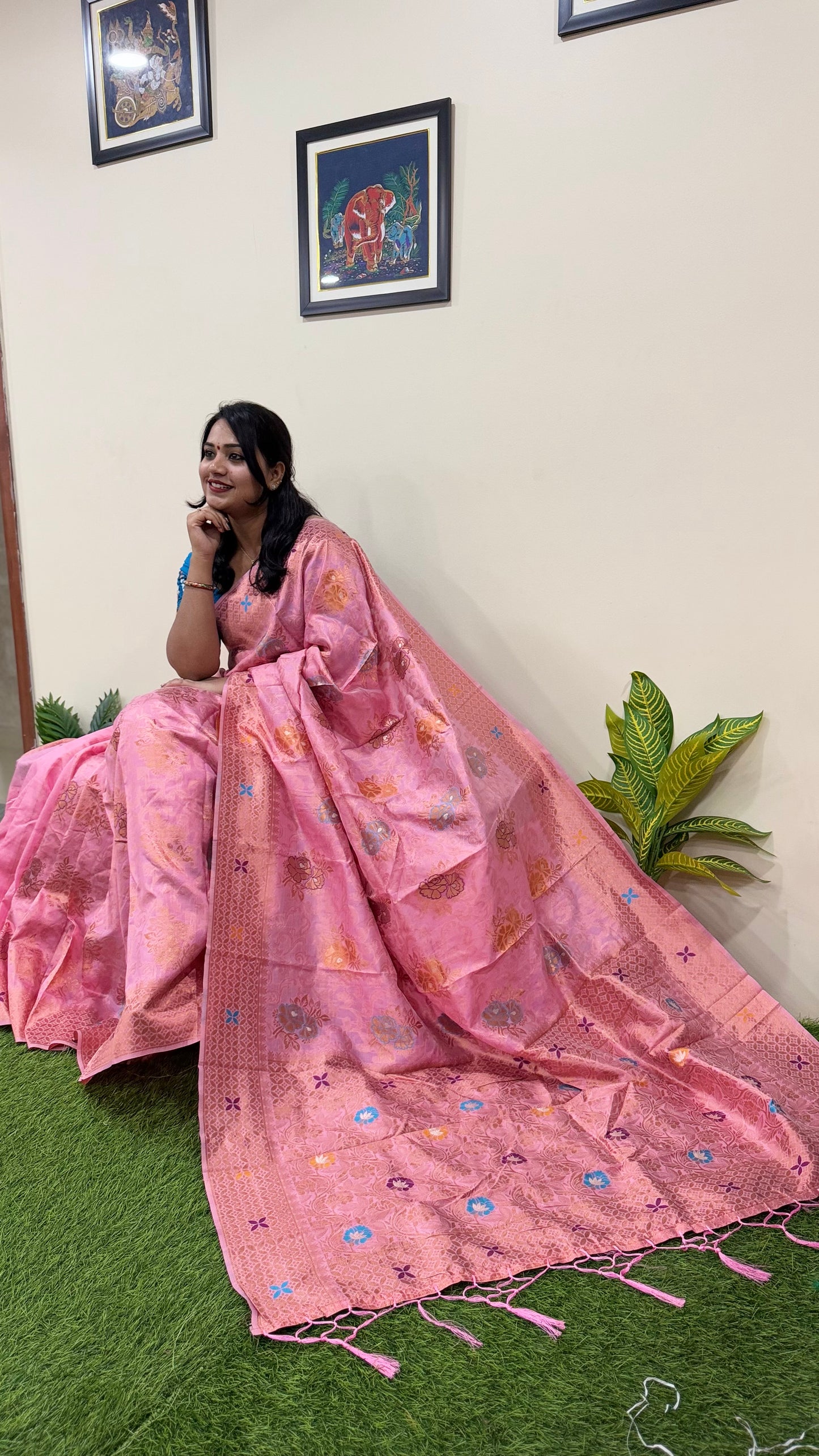 Semi Chanderi Woven Saree Code : 266