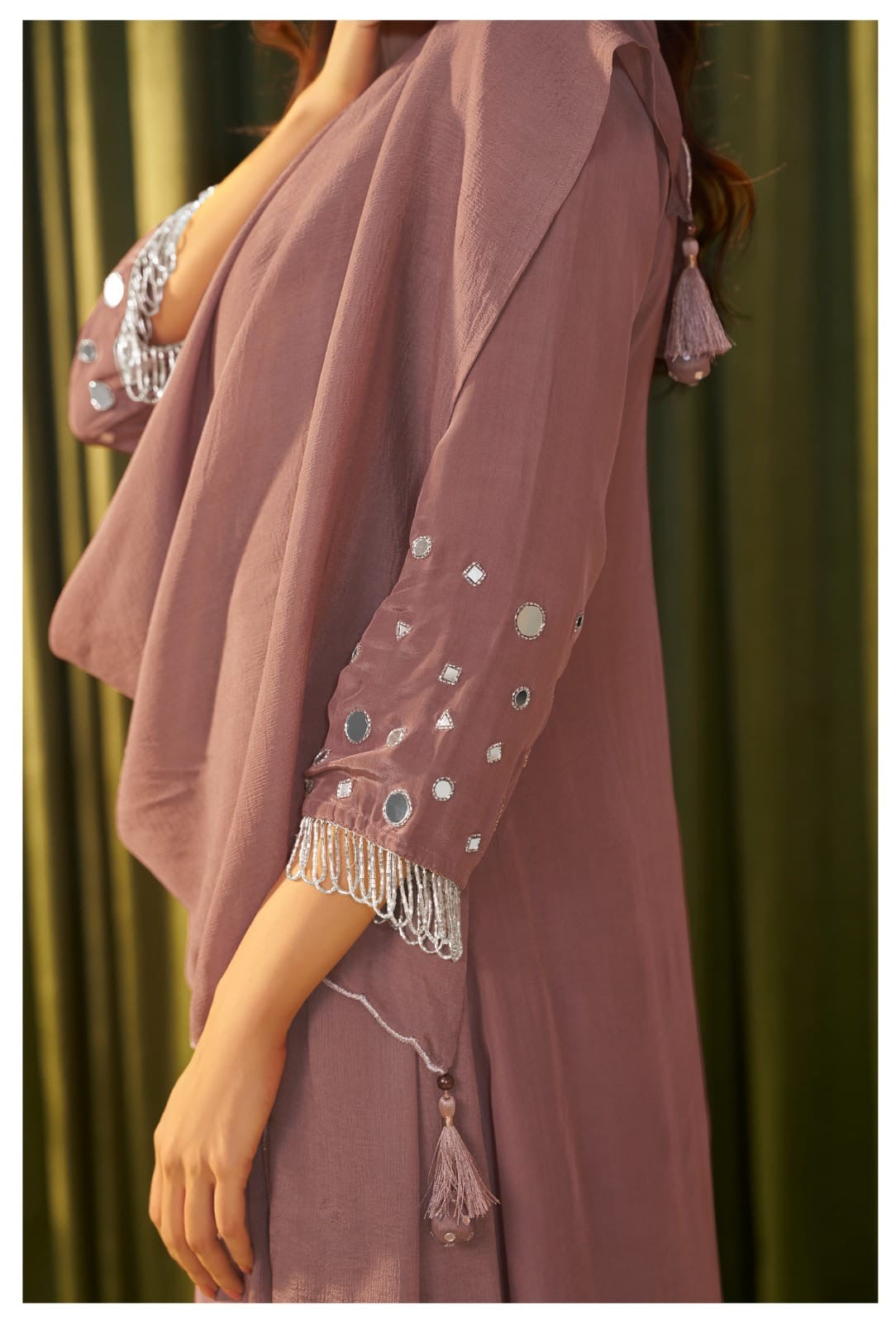 Women's Crepe Mirror and Cutdana Work Kurta Pant Dupatta Set – M to XXL