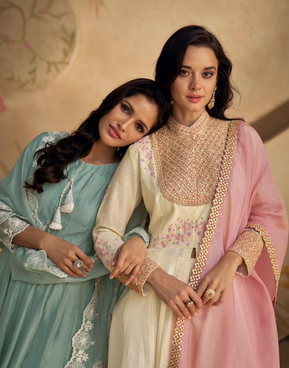 Pure Real Silk Ethnic 3-Piece Set with Embroidered Tissue or Organza Dupatta – Free Size Stitched