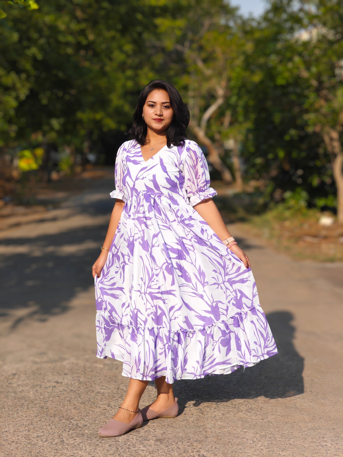 Floral Elegance: Summer Delight Georgette Maxi Set