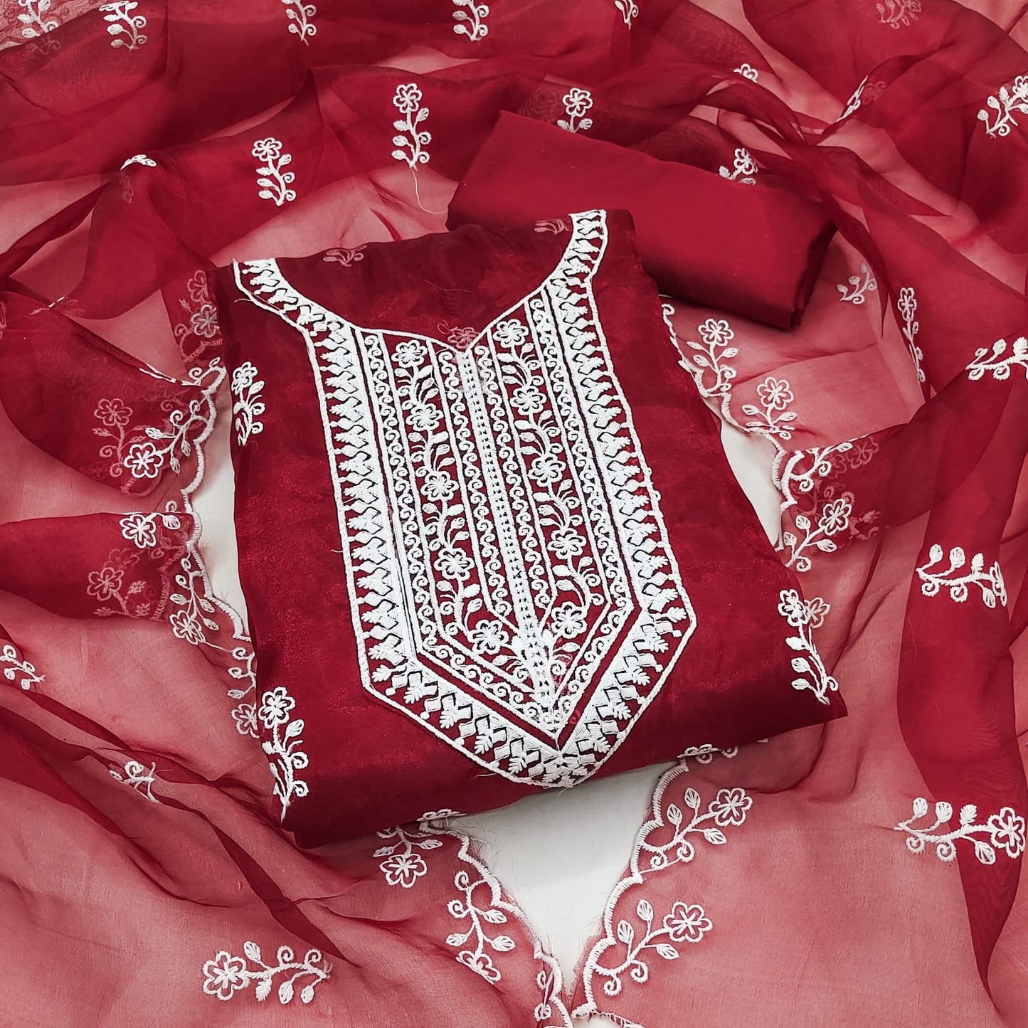 Mystique orchid Organza Dress Material