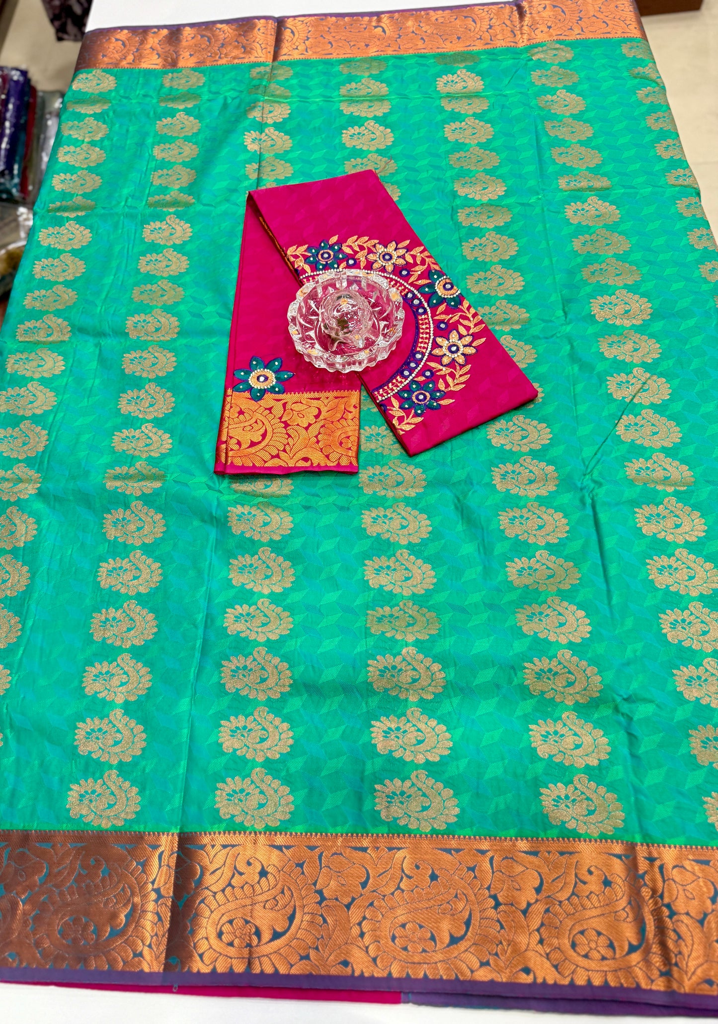 Soft Silk Saree with Cutwork and Stone Embellishments for Women