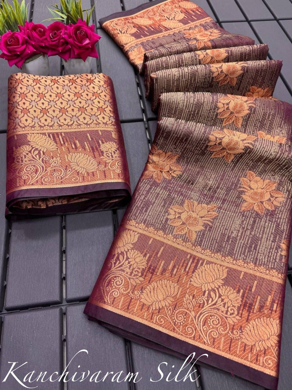 Kanchipuram Silk Handloom Heavy Zari Work Sarees