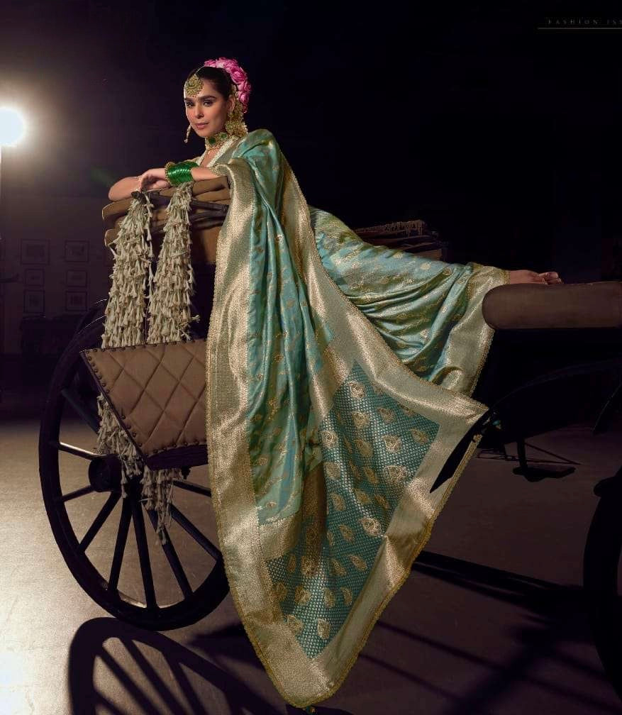 Premium Viscose Silk Saree with Heavy Embroidered Designer Blouse – Wedding and Bridal Wear