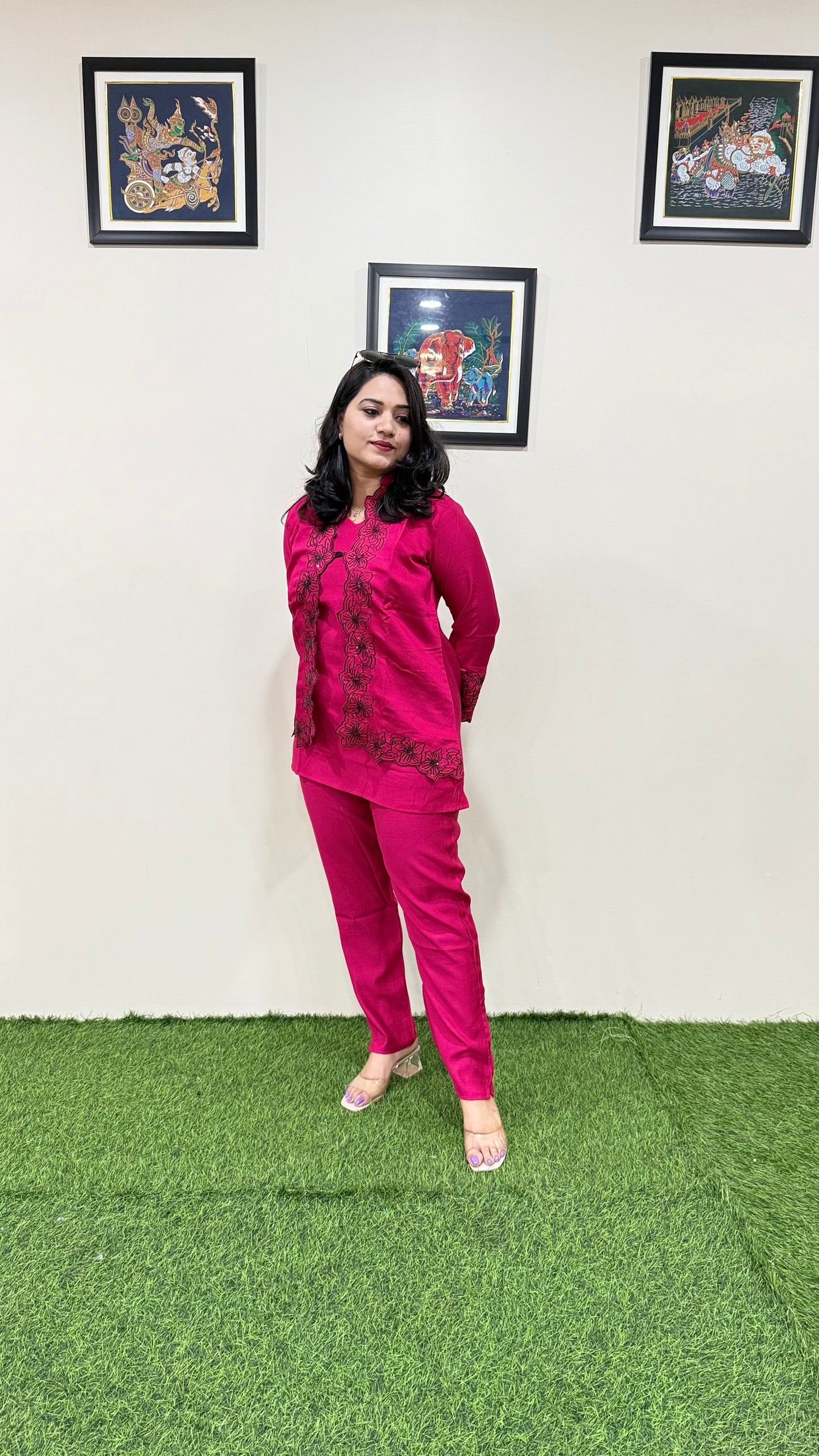 Women's Viscose Latex Co-ord Set in Trendy Solid Design – Sizes XL to 3XL