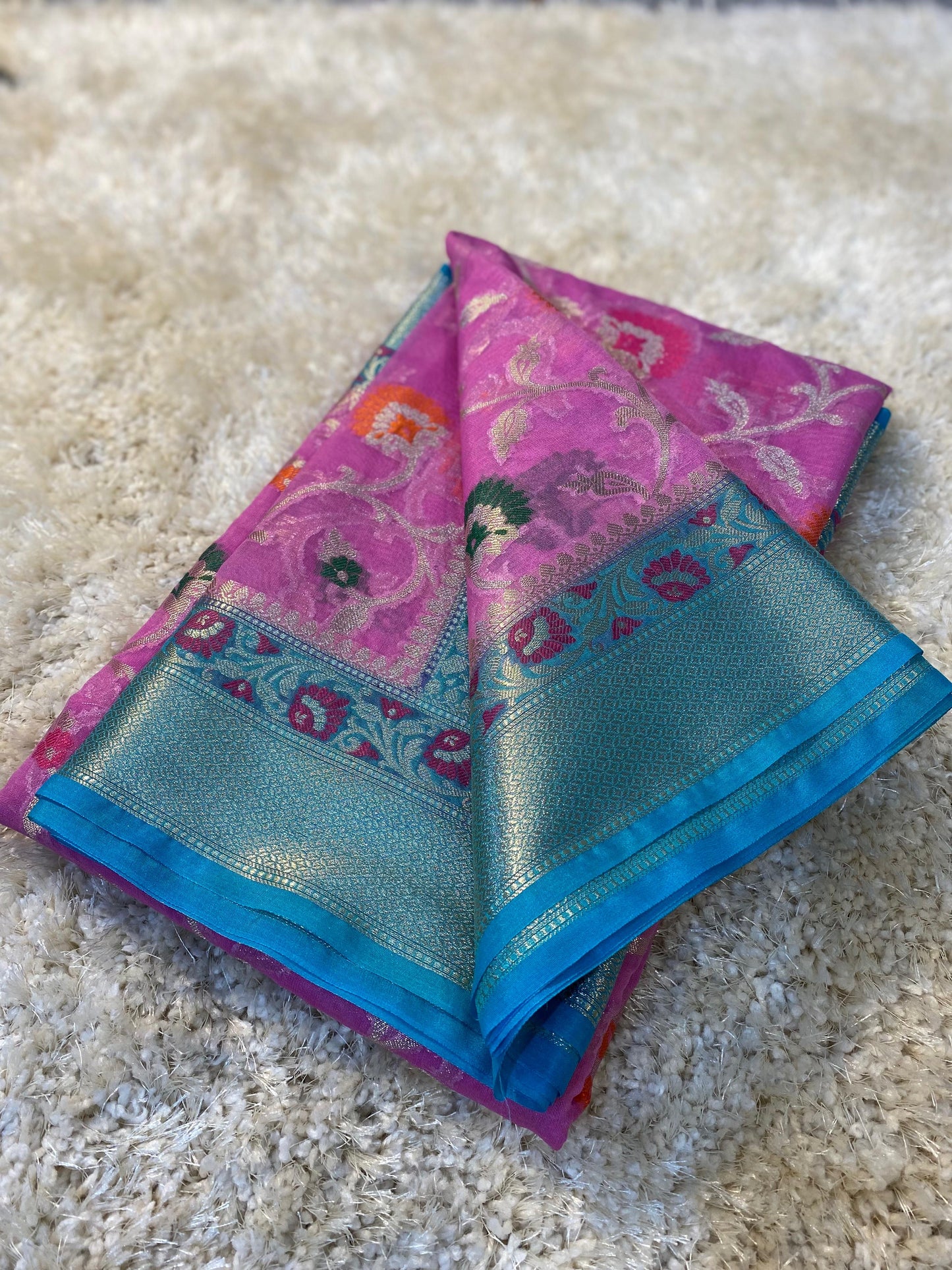 Diwali Dhamaka Offer: Banarasi Meenakari Georgette Silk Saree