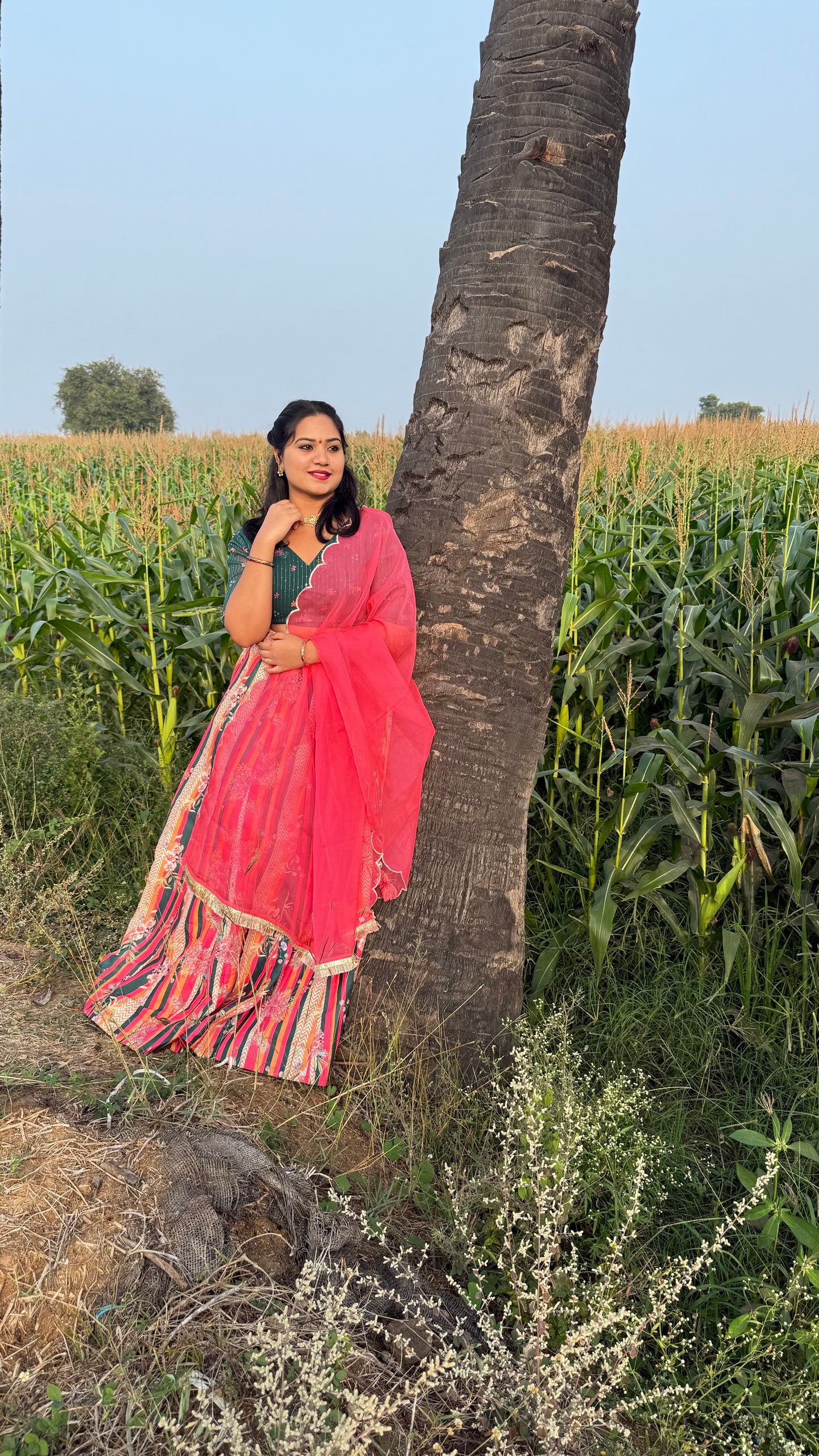 Multicolor Crepe Silk Digital Floral Printed Lehenga Choli Dupatta