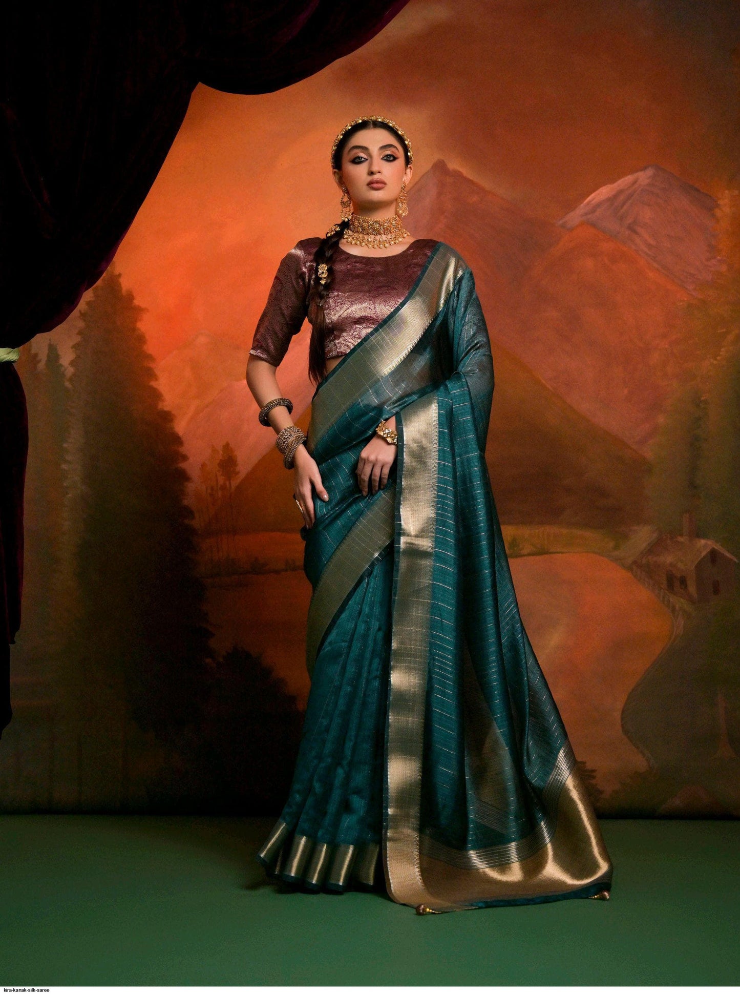 kanak silk saree in premium moss sico silk with zari border – ethnic festive wear for women