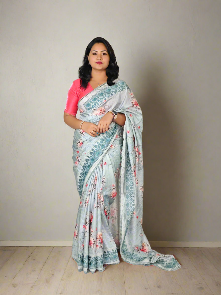 Handloom Tussar Silk with embroidery
