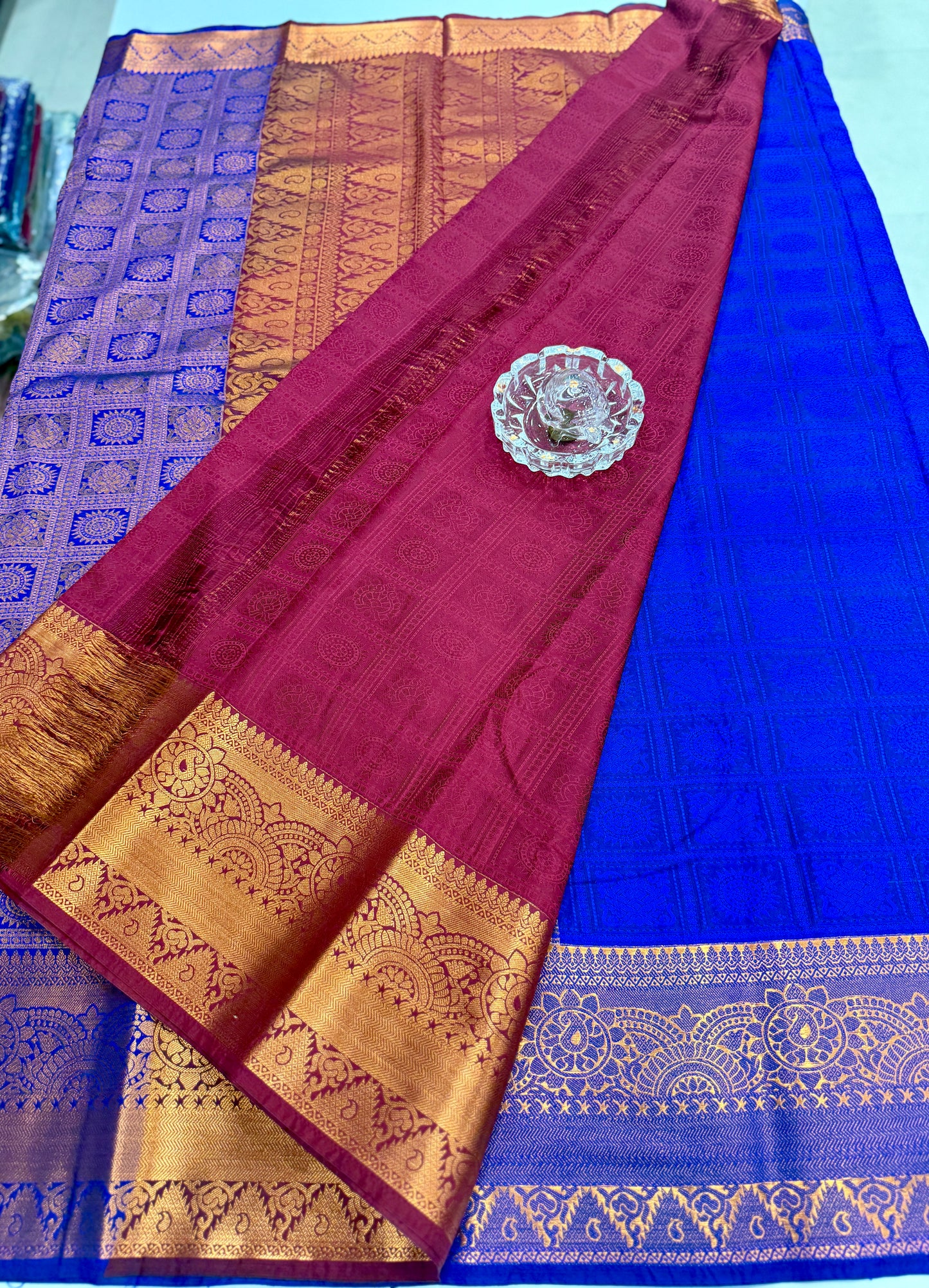 Bridal Soft Silk Saree with Jacquard Weaving & Contrast Border for Women