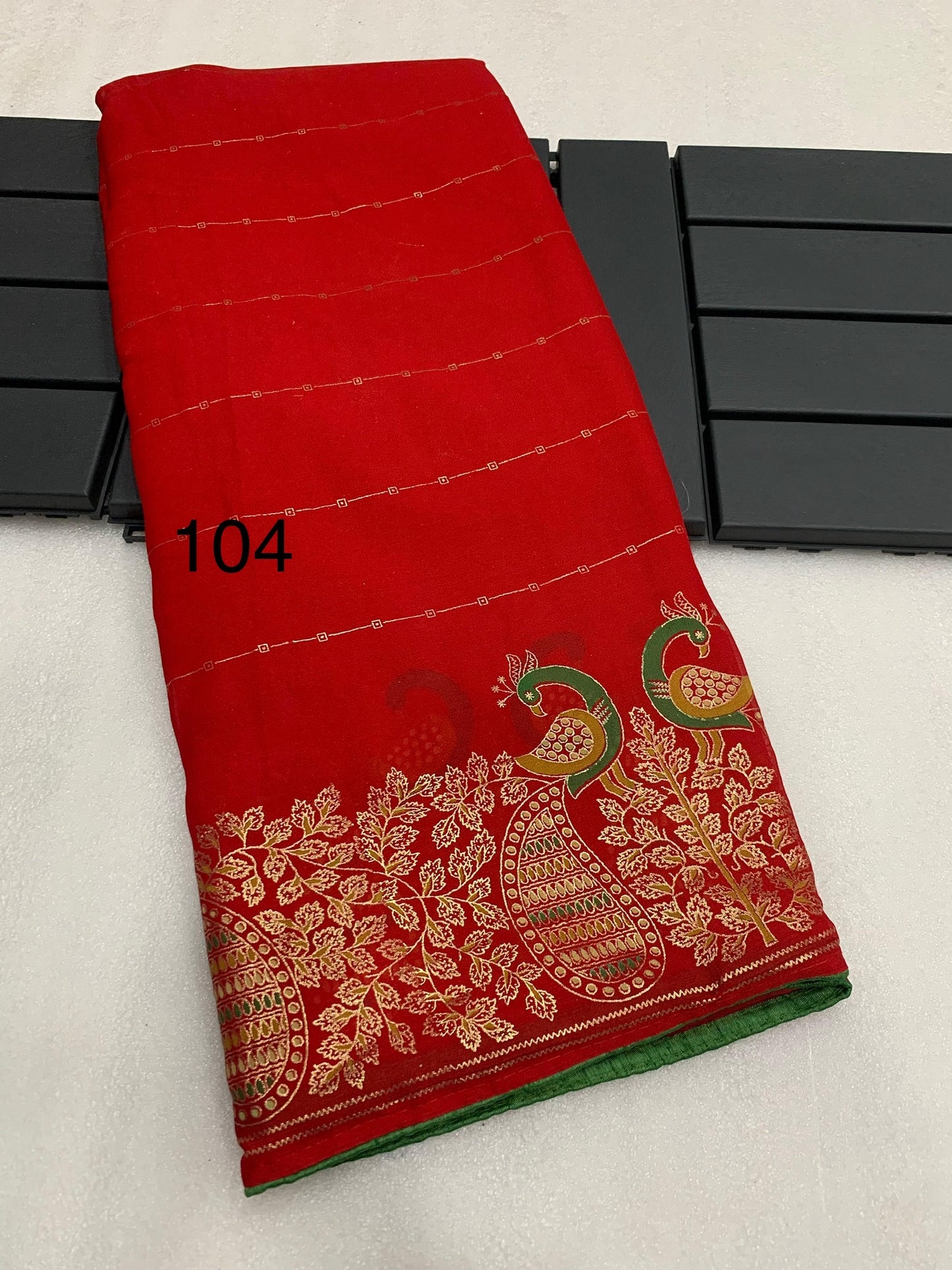 Bamber Viscose Georgette Saree with Mill Foil Print and Running Blouse – Festive Wear