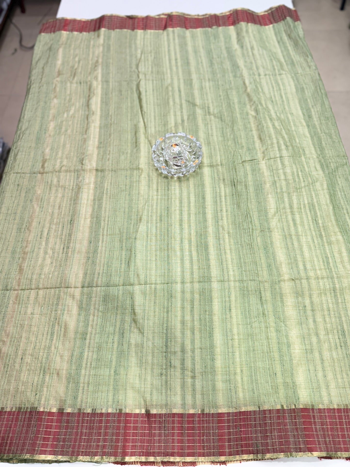 Handloom Style Katan Silk Saree with Red Zari Border – Elegant Office & Festive Wear Saree for Women