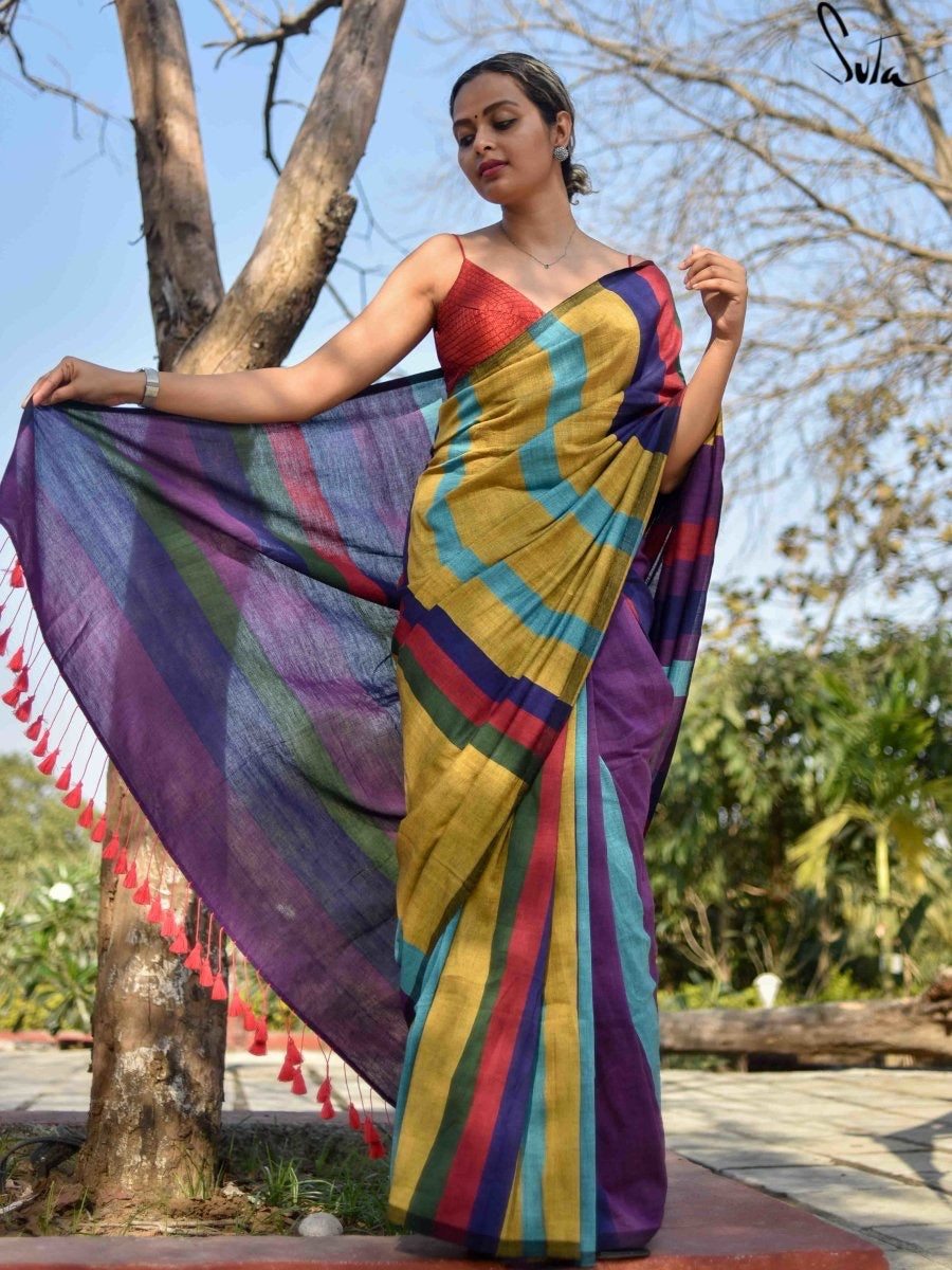 Newly Launched Rangoli Stripe Kaadi Saree