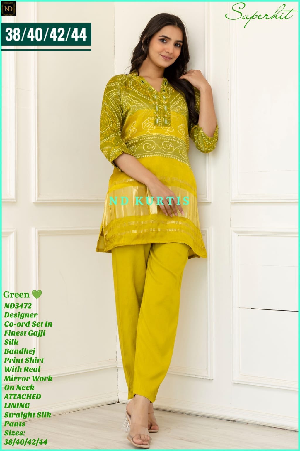 Designer Gajji Silk Bandhej Co-ord Set
