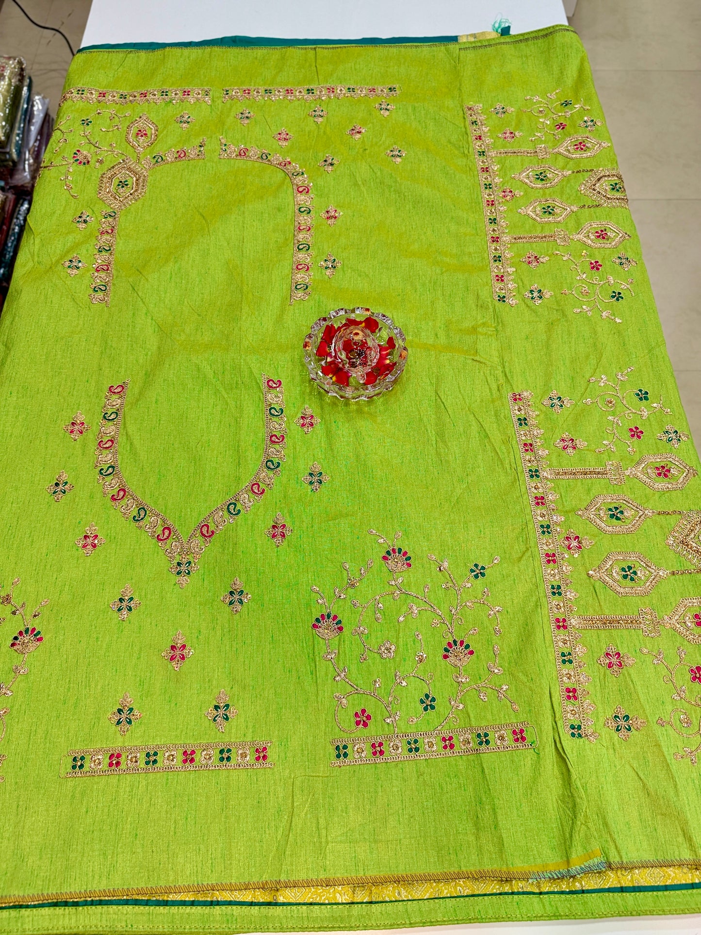 Royal Green banarasi saree with zari weaving and embroidered silk blouse – ethnic festive wear for women