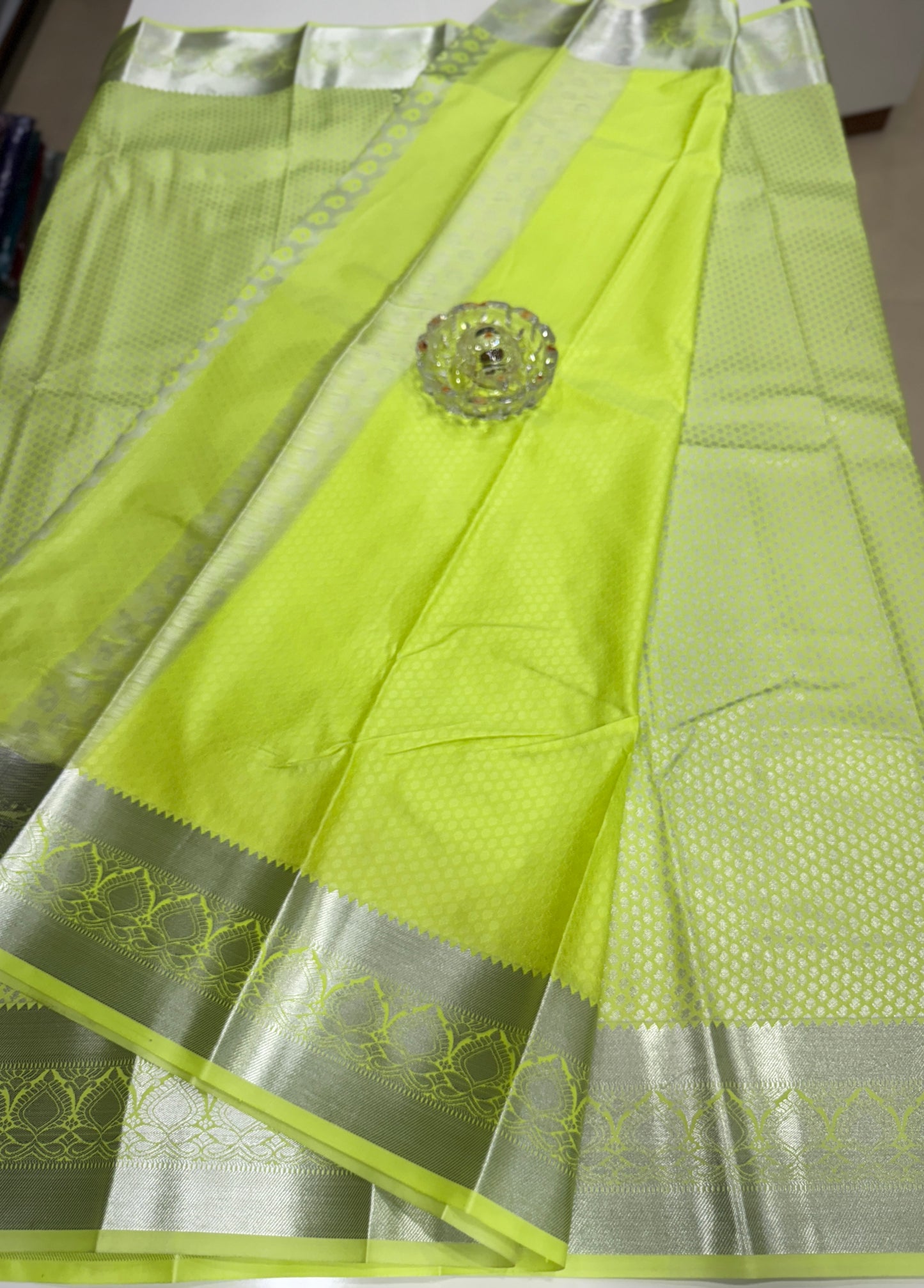 Traditional Kanchipuram Style Silk Saree for Women with Zari Border and Blouse Piece | Power-loom Woven Saree