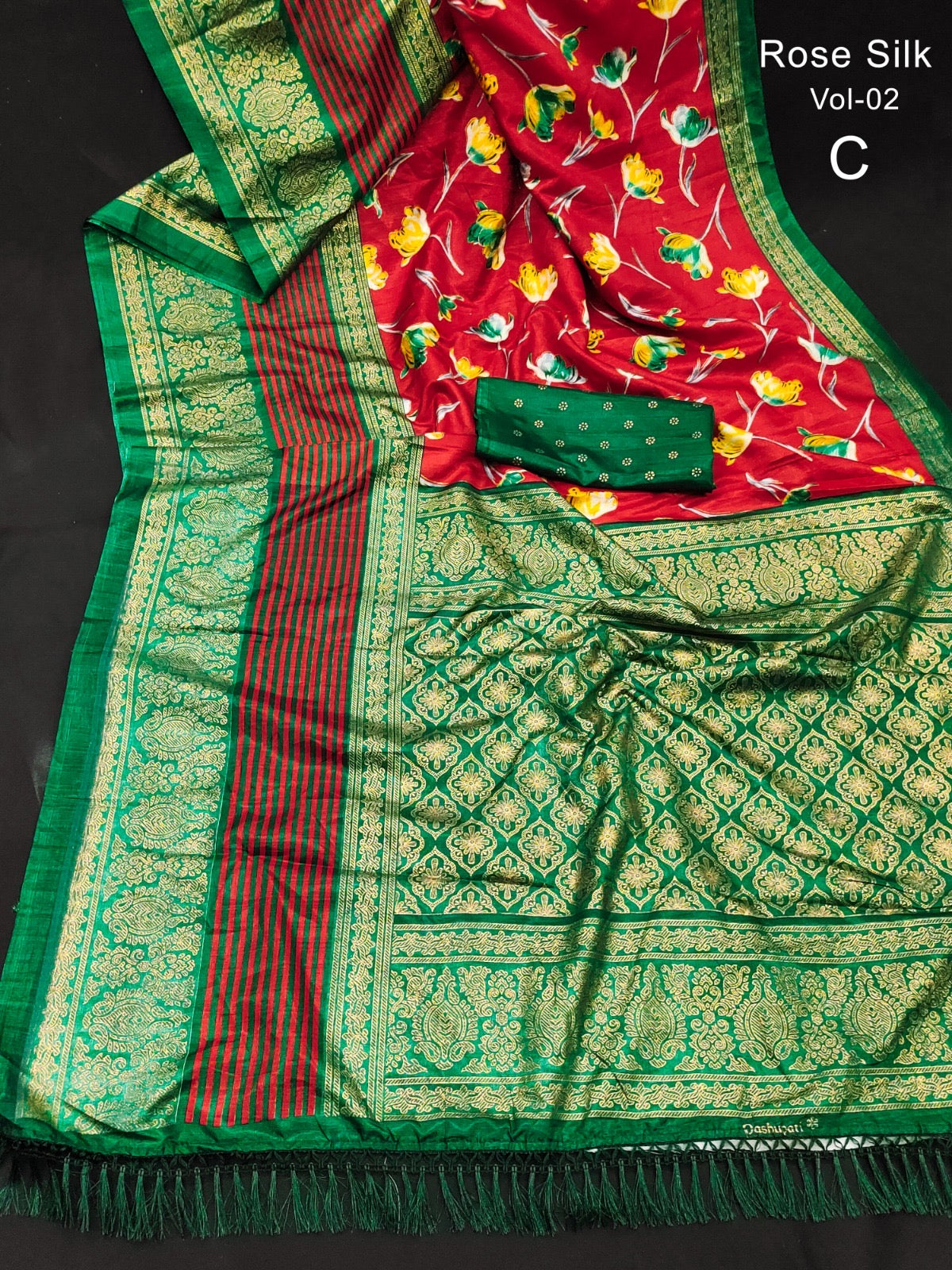 Dola Silk Kalamkari Patola Digital Print Saree