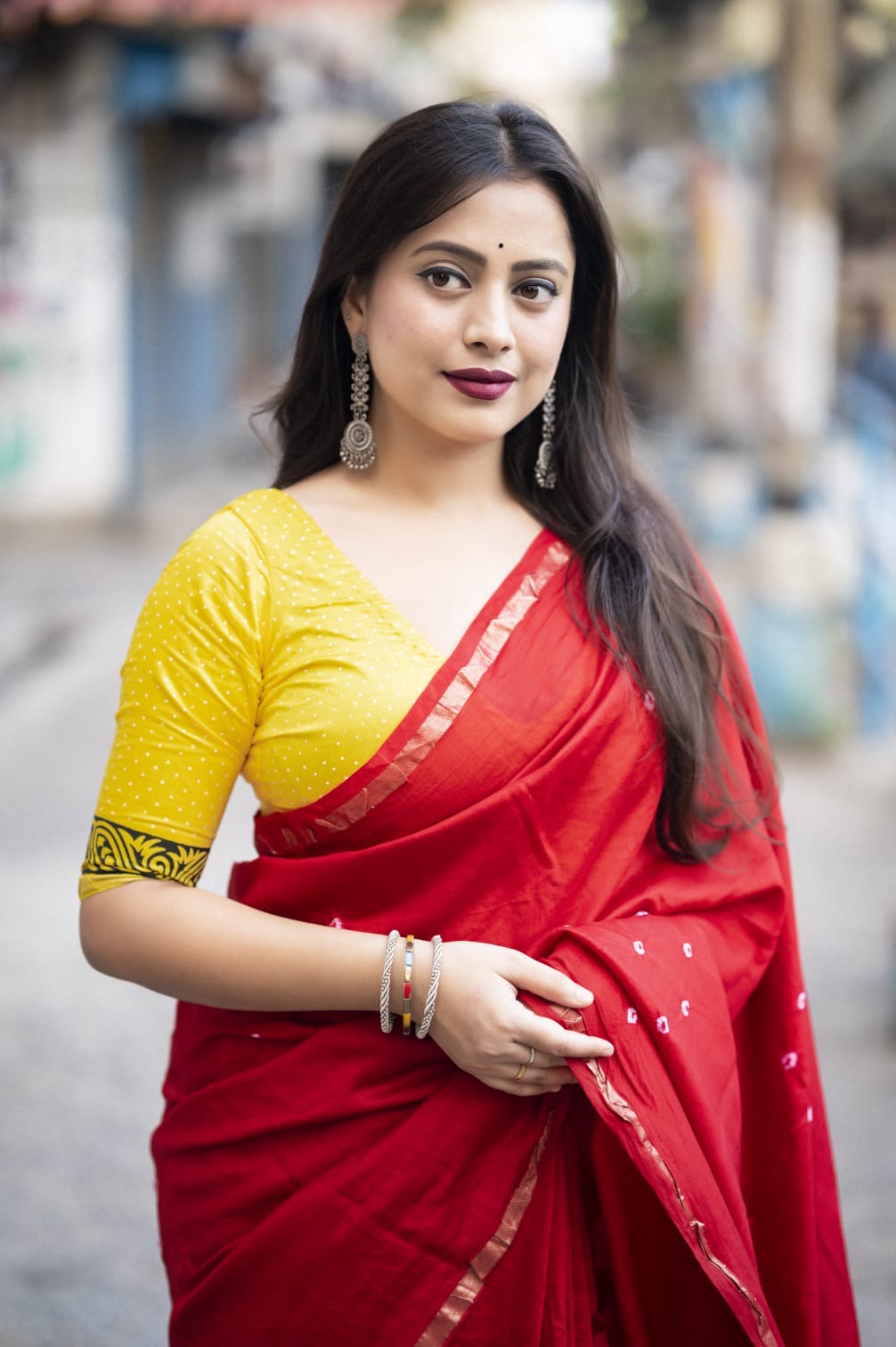 Exquisite Handcrafted Bandhani and Block Print Chanderi Cotton Saree