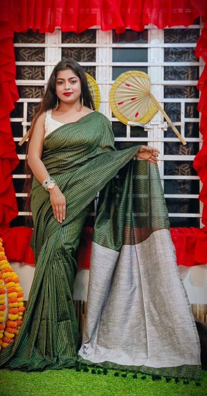 Newly Launched Check Jute Kaddi Saree