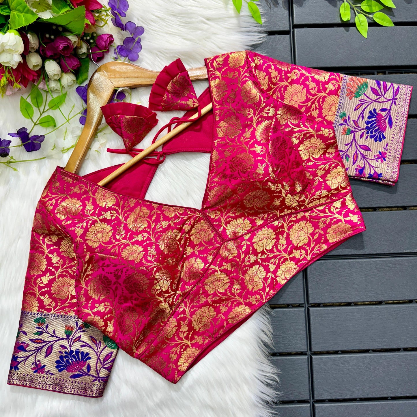 Festival Wear Blouse featuring intricate multi-meena work