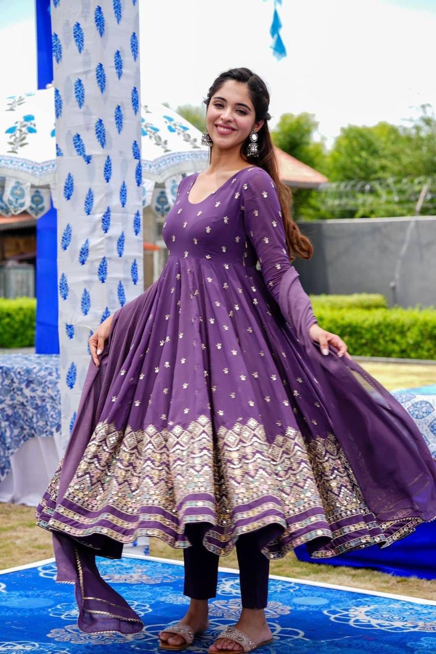 Festive Sale: Ethereal Purple Georgette Suit Set