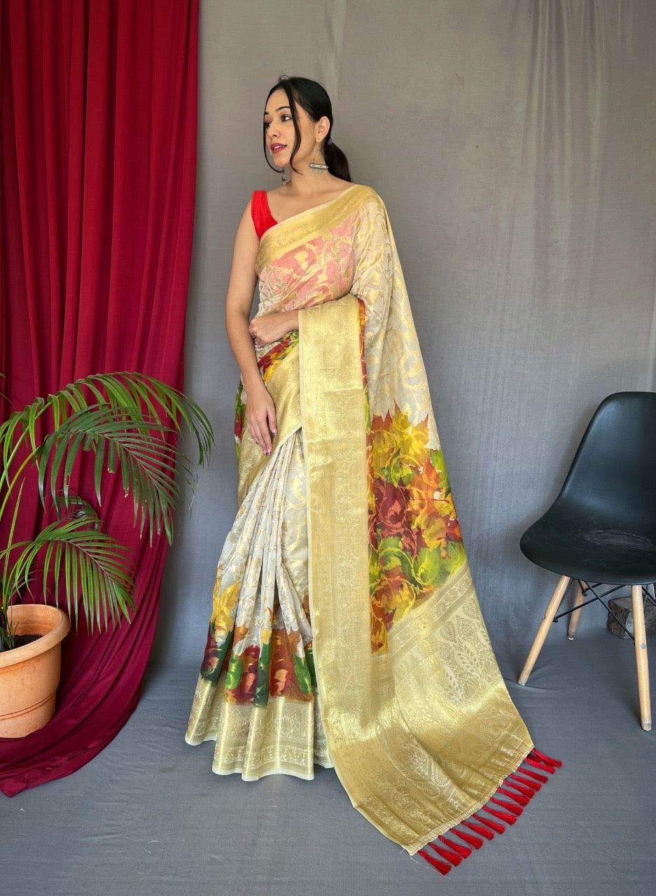 Fresh Arrival: Organza Zari Weaving Saree