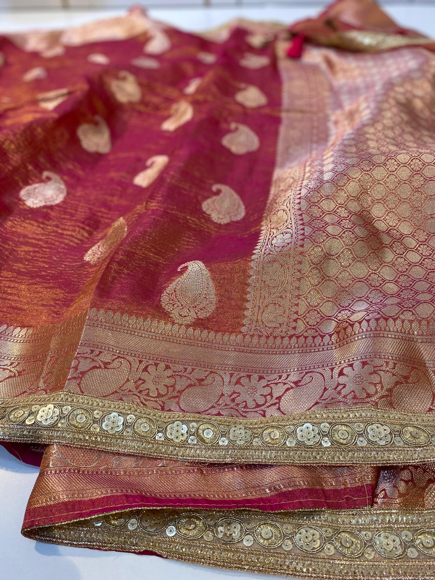 Most Demanded Pattern Banarasi Tissue Crush Silk Saree - No COD for This product
