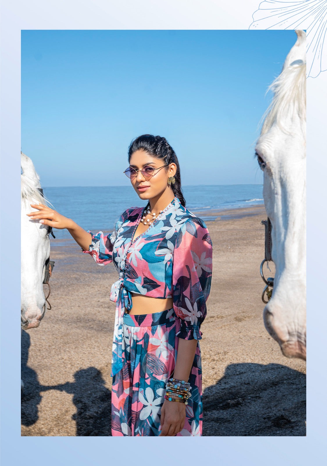Elegant Summer Chic: Designer Crop Top with Palazzo Set in Premium Viscose Chiffon