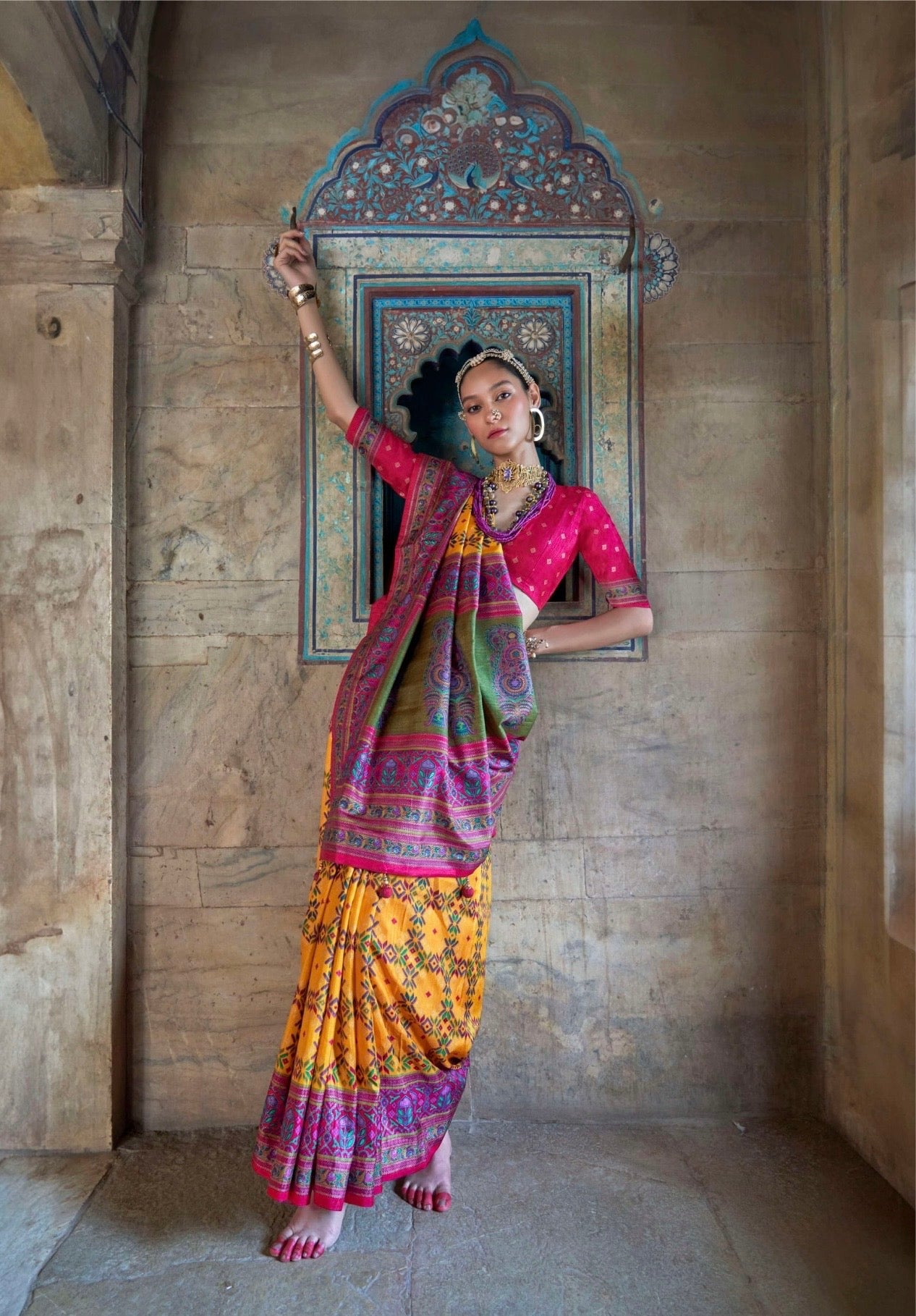 PV Silk Saree with HB Luxury Print and Gloss Finish – Party and Festival Wear Saree for Women