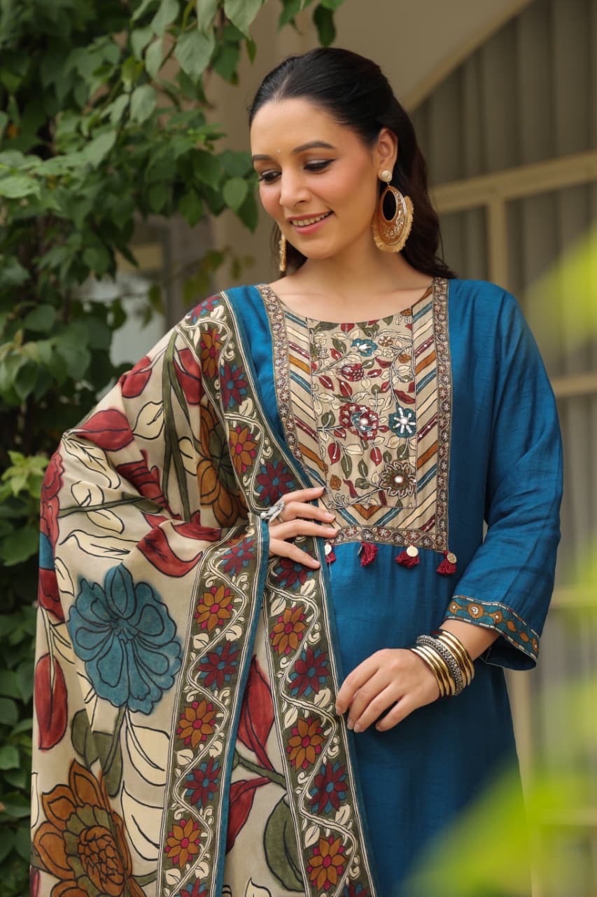 Dola Silk Suit Set with Cotton Lining and Printed Dupatta for Women – Sizes 38 to 46