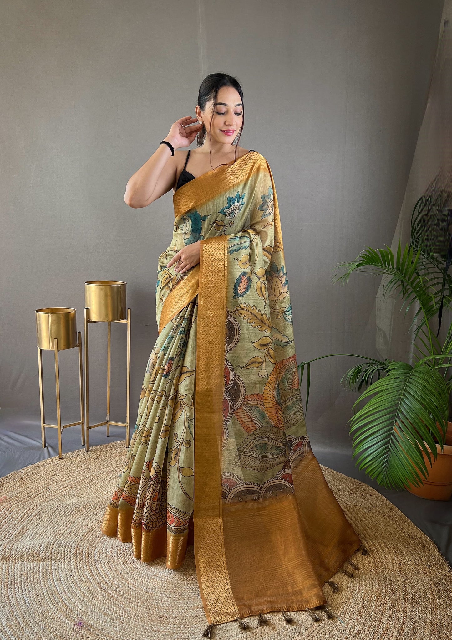 Pure Tussar Silk Kalamkari Sarees