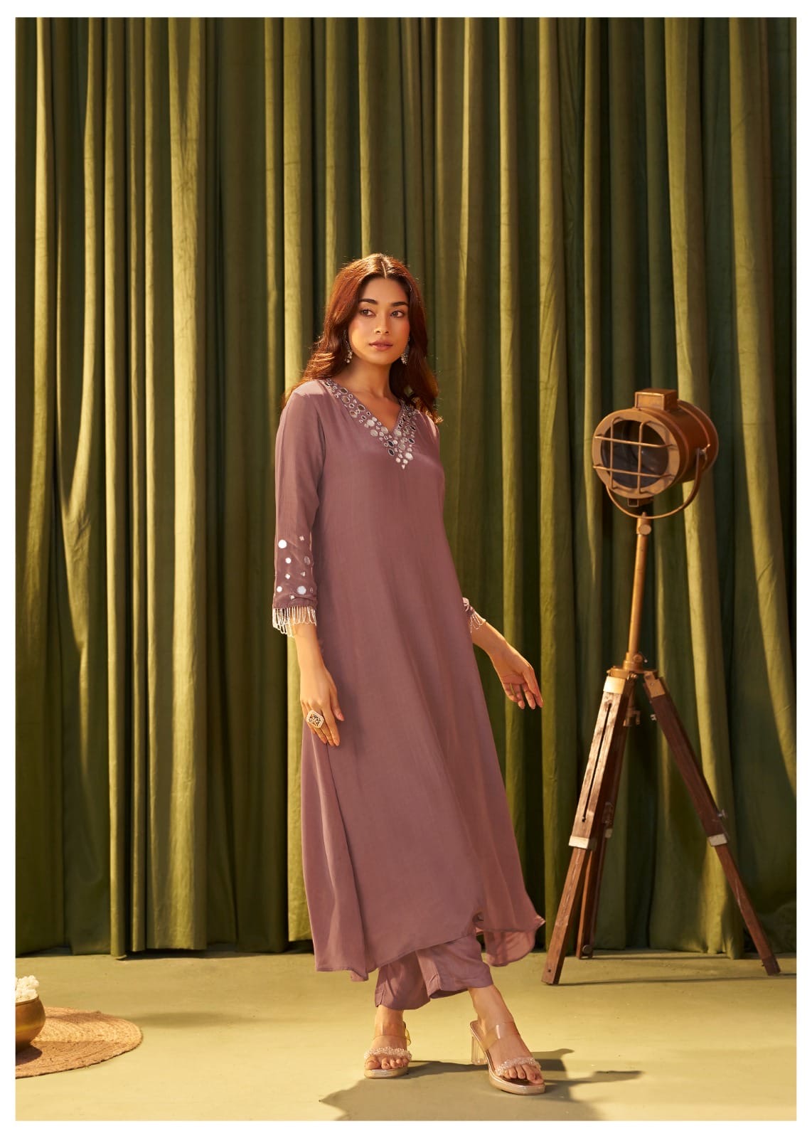 Women's Crepe Mirror and Cutdana Work Kurta Pant Dupatta Set – M to XXL