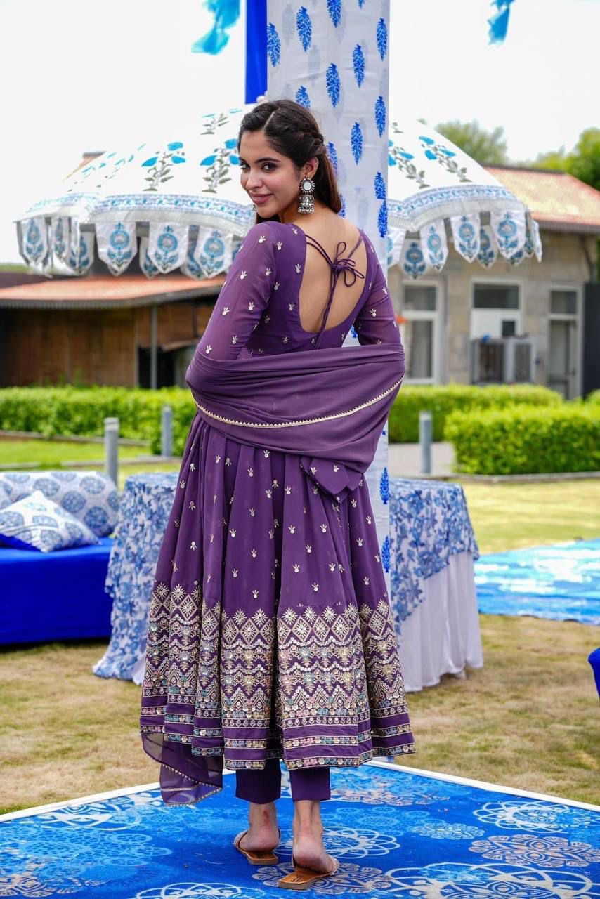 Festive Sale: Ethereal Purple Georgette Suit Set