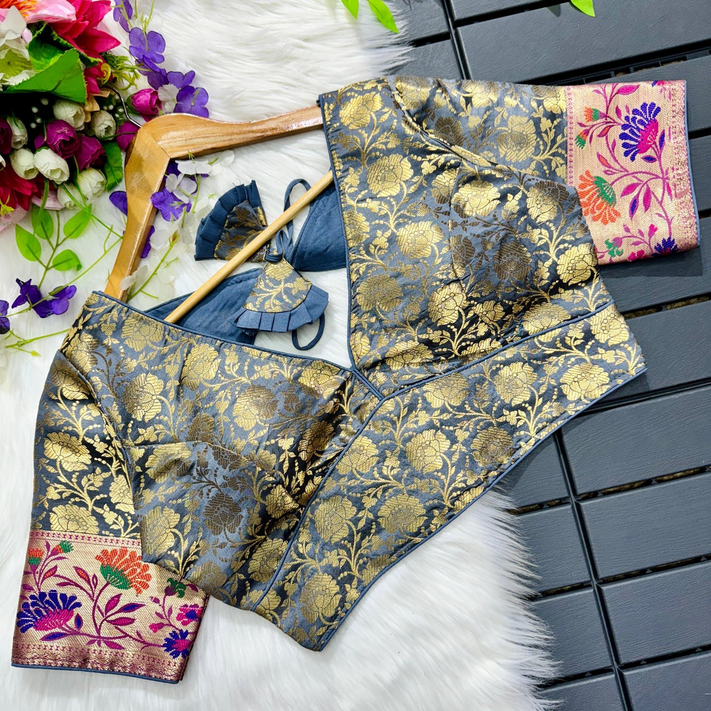 Festival Wear Blouse featuring intricate multi-meena work