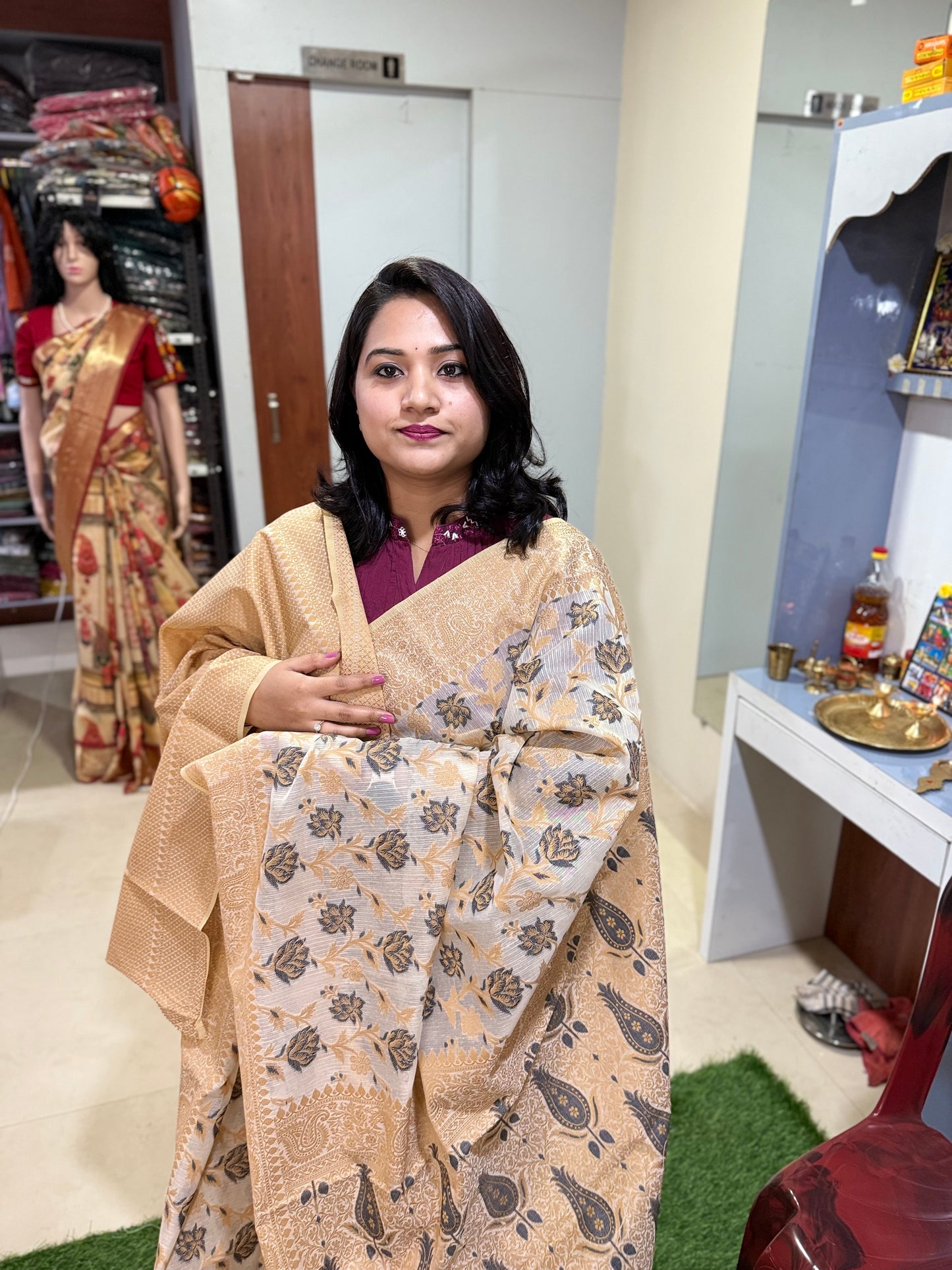 Kota Stripe Cotton Saree