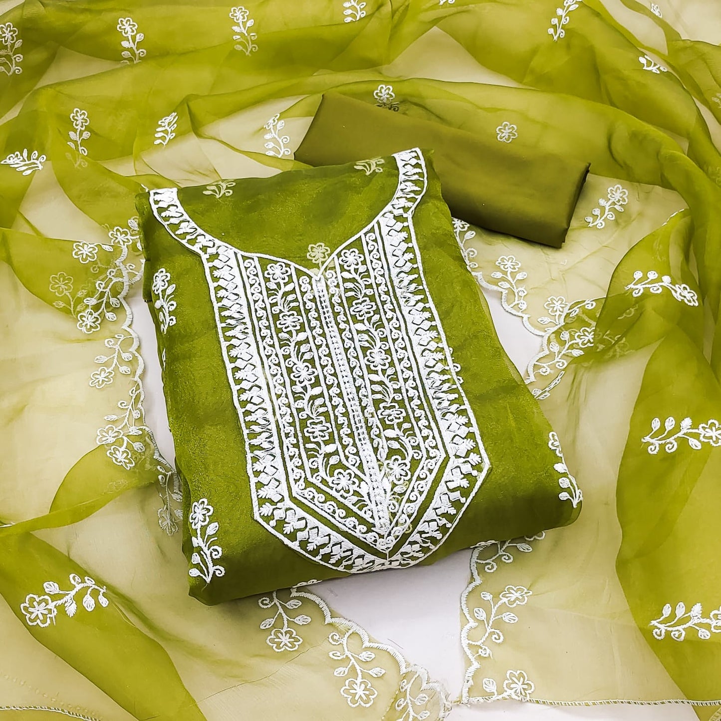 Mystique orchid Organza Dress Material
