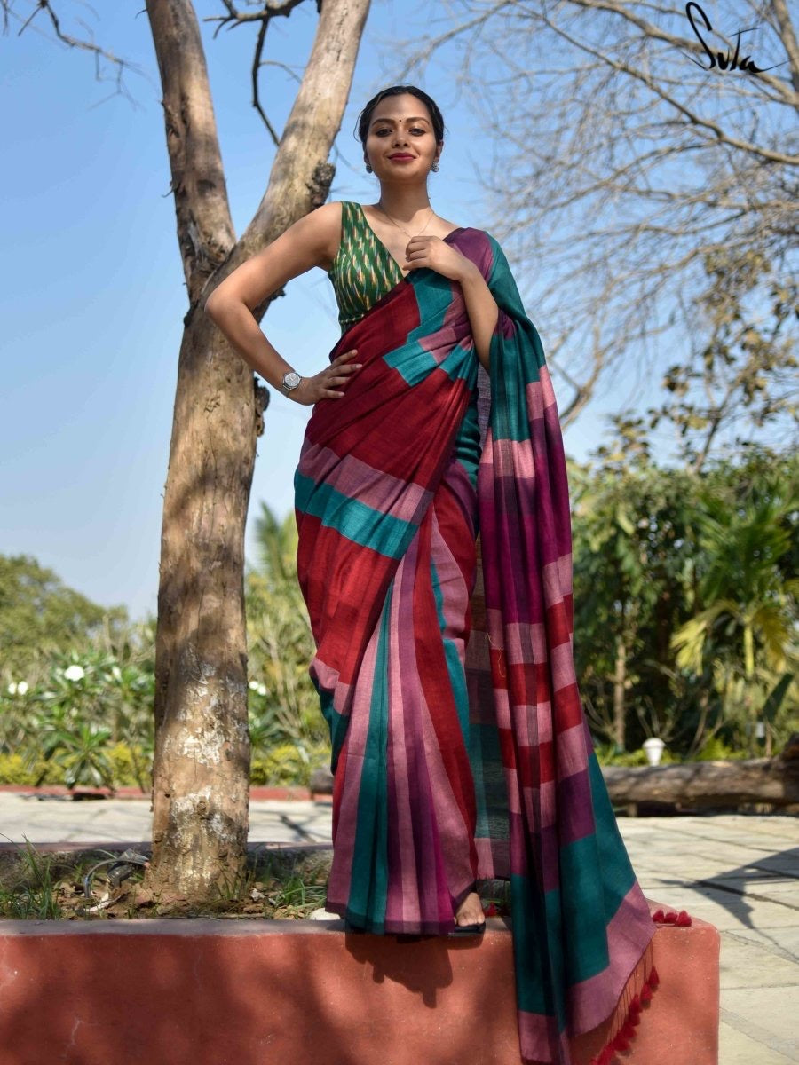 Newly Launched Rangoli Stripe Kaadi Saree