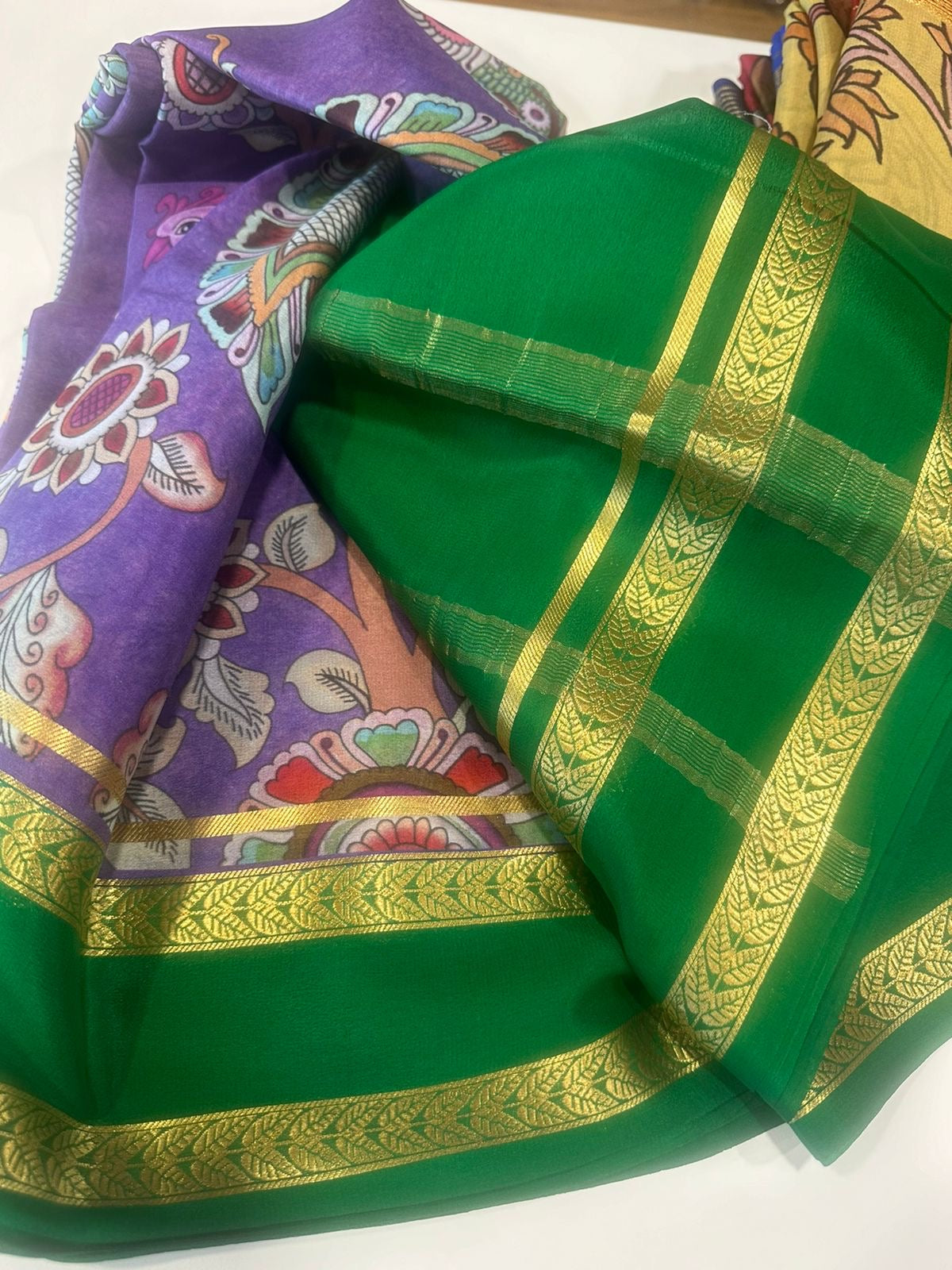 Flat 25 Off - Elegant Pure Crepe Mysore Silk Sarees - Silk Mark Certified