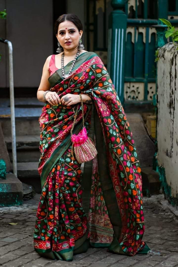 Timeless Elegance with Our Pure Tassar Munga Kalamkari - 25% Flat off