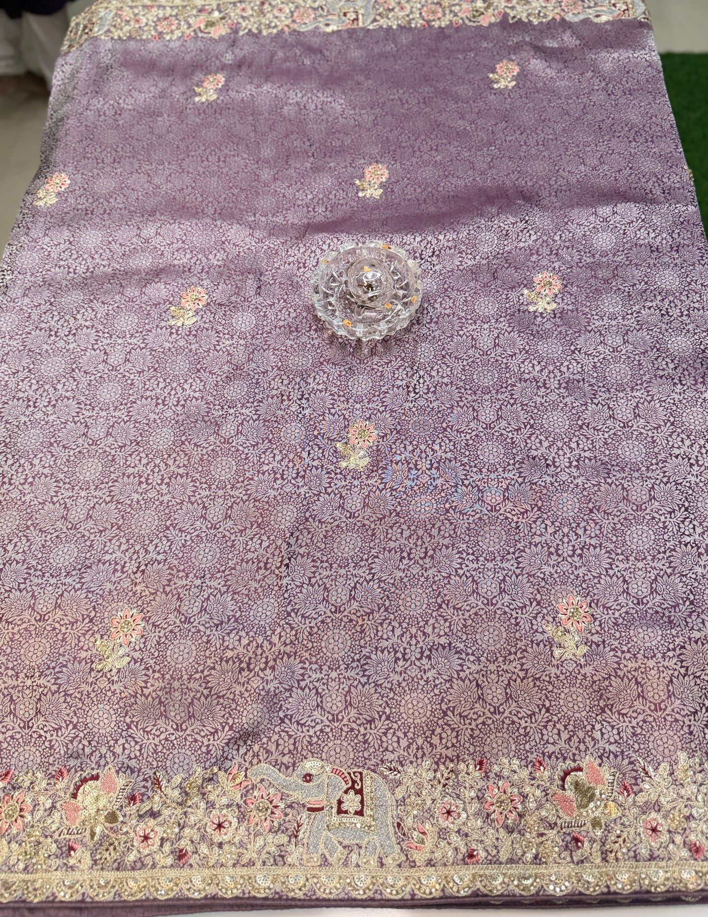 Pure Crepe Silk Saree with Fancy Coding Work and Heavy Rich Pallu – Bridal & Festive Wear