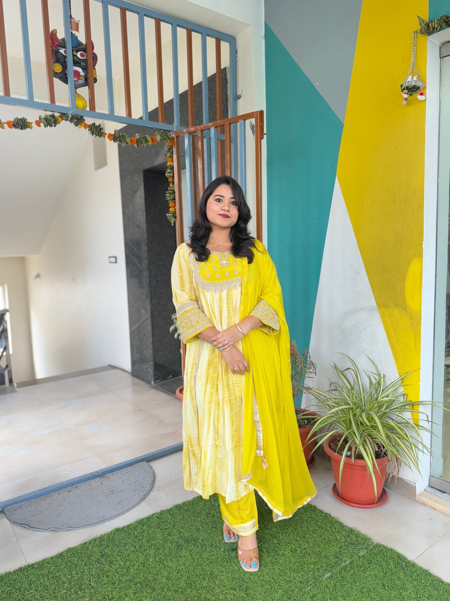 Crepe Anarkali Kurta Pant with Dupatta Set for Women – Embroidered Detailing – M to XXL